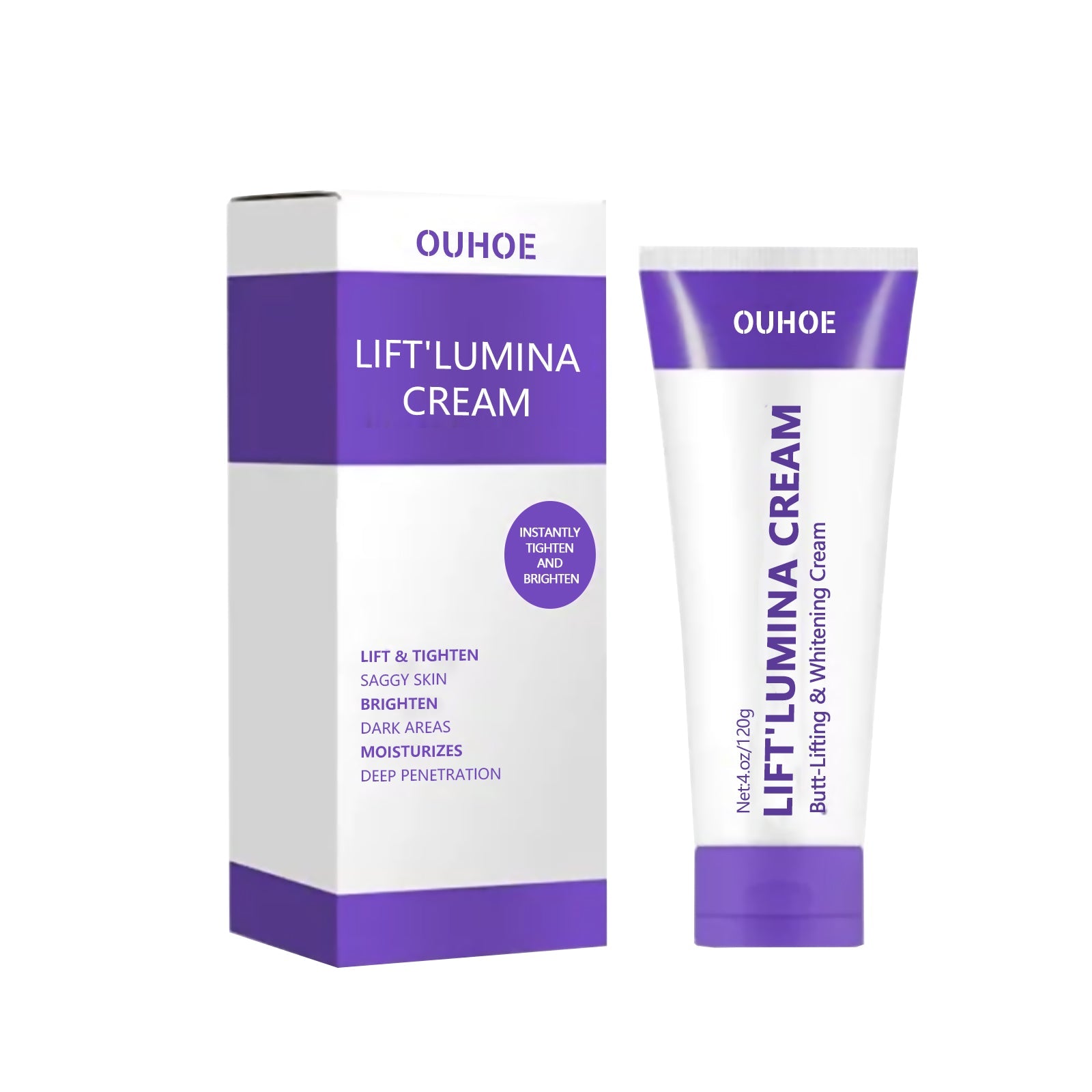 Product box and tube displayed flat for ingredient and instruction visibility