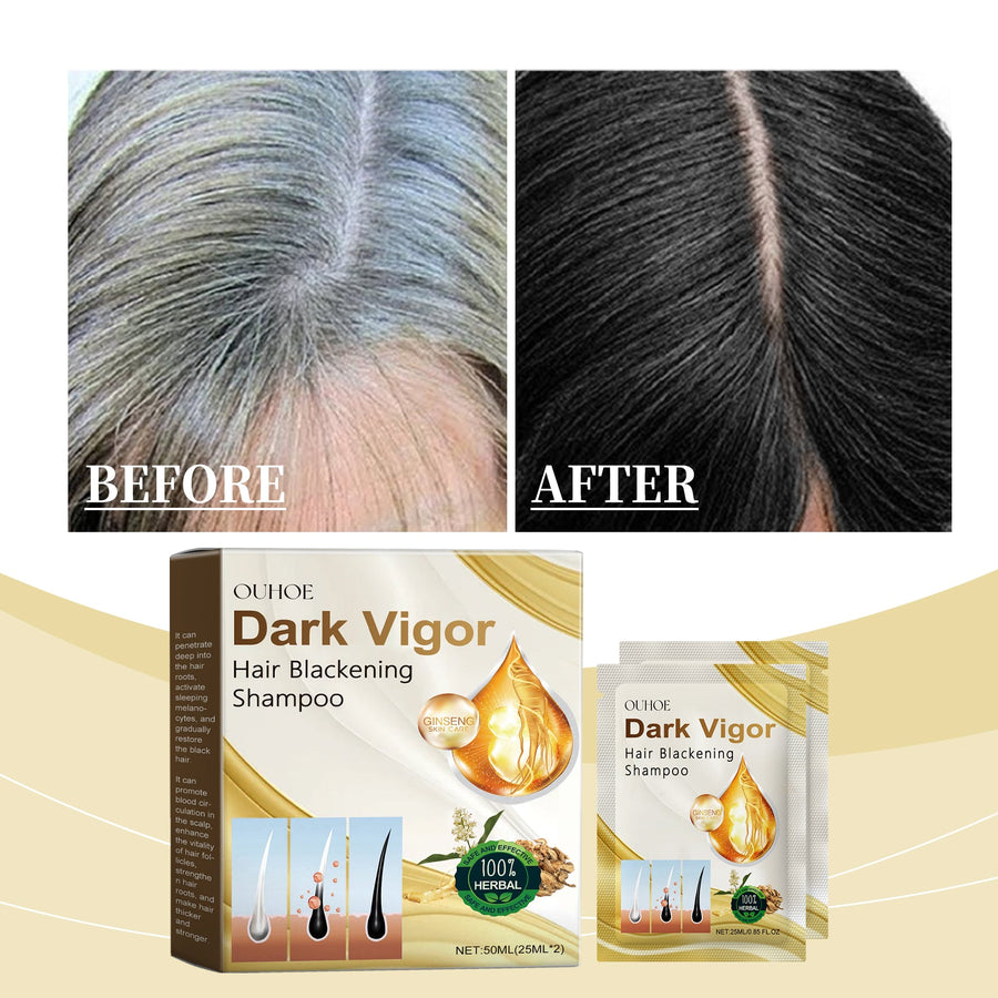 Dark Hair Shampoo for Gray Roots and Dry, Frizzy Hair