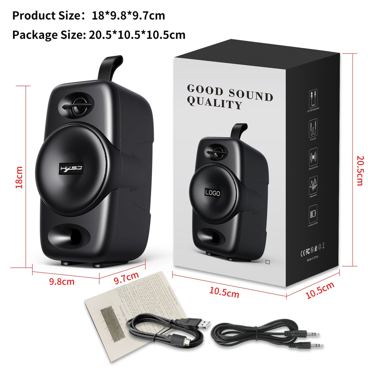HiFi Bluetooth 5.0 Speaker — 2000mAh Battery, 4 Playback Modes