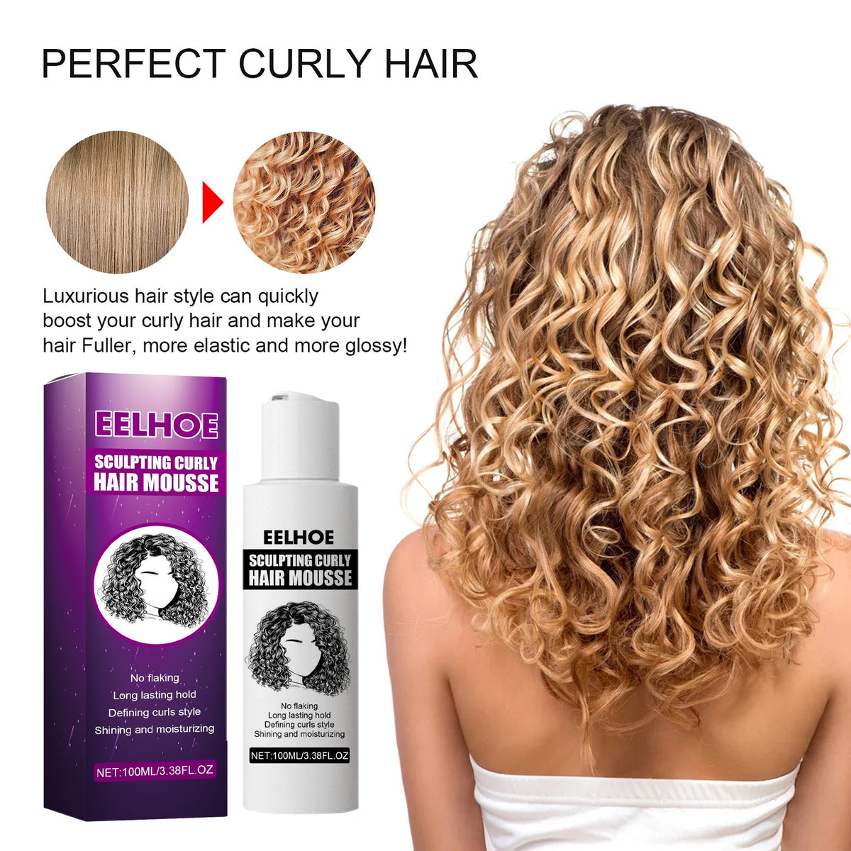 Curly Hair Styling Mousse for Defined, Glossy Curls