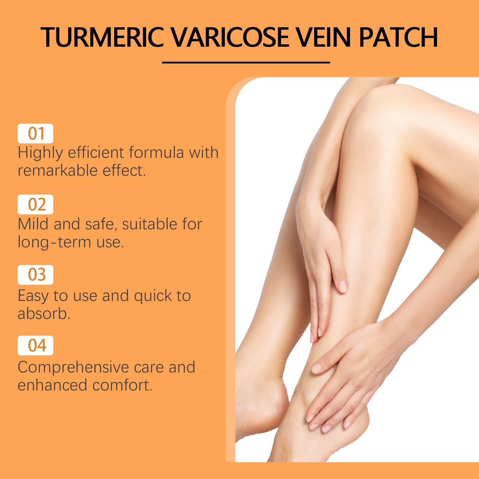Woman's legs wearing varicose vein patches in sunny garden setting