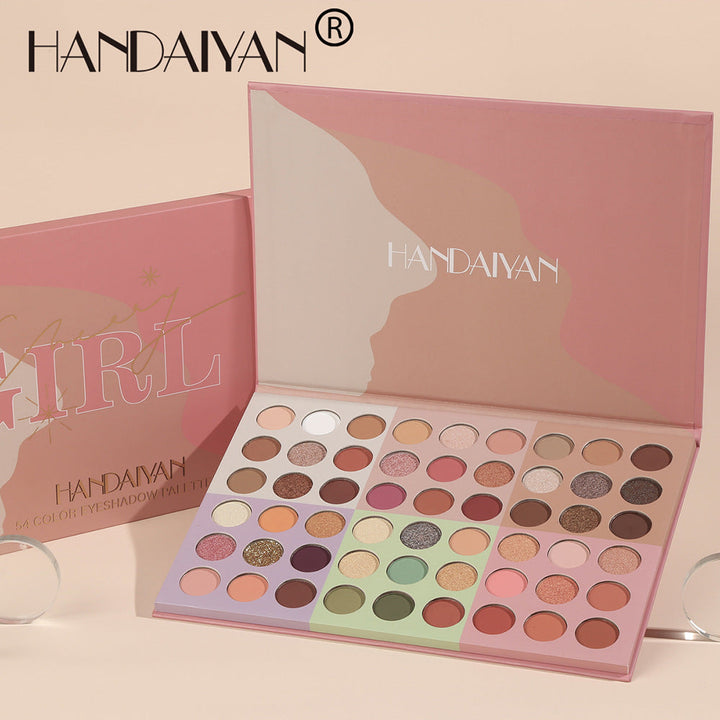 54-Color Eyeshadow Palette for Earthy, Glitter Looks