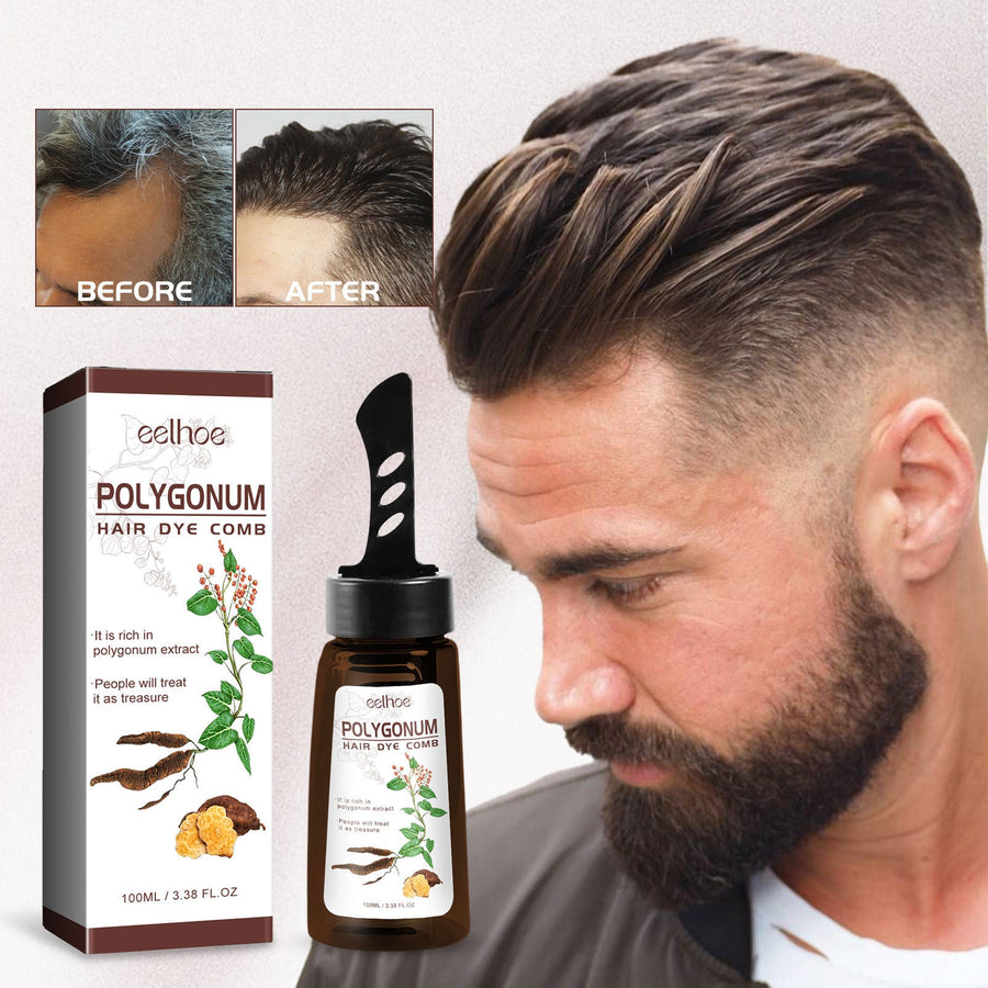 Polygonum Hair Dye Comb for Glossy Black Gray Coverage