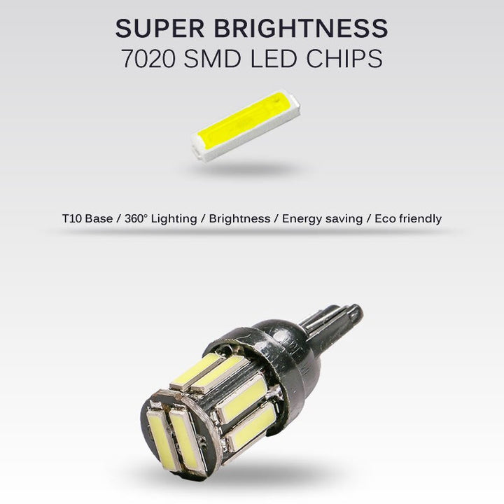4Pcs T10 LED Bulbs — 80% Less Power, 360° Bright White Light