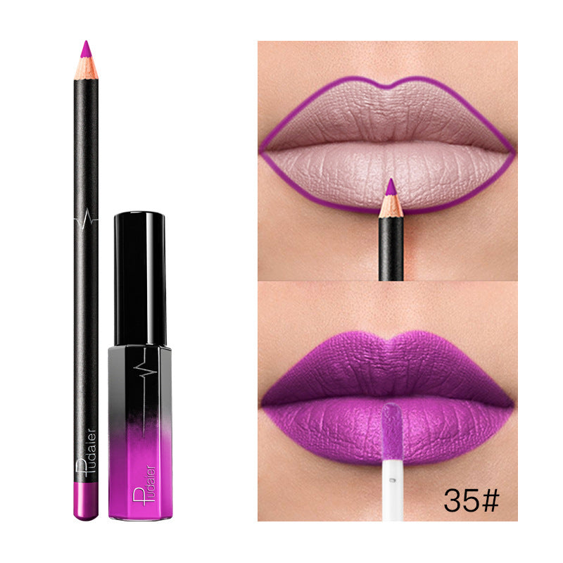 36-Color Matte Lip Gloss Set With Matching Lip Liner