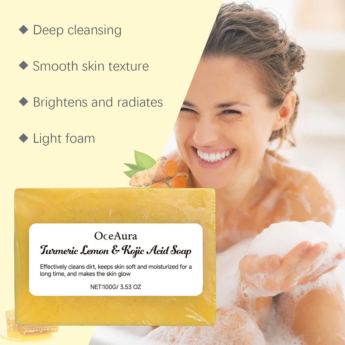 Turmeric Kojic Acid Soap - Brightens Dull, Uneven Skin