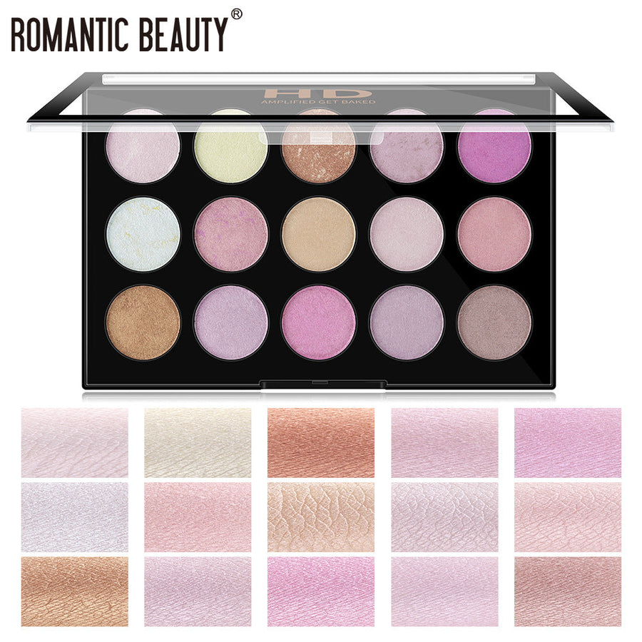 15-Color Highlighter Palette for Face, Eyes & Body