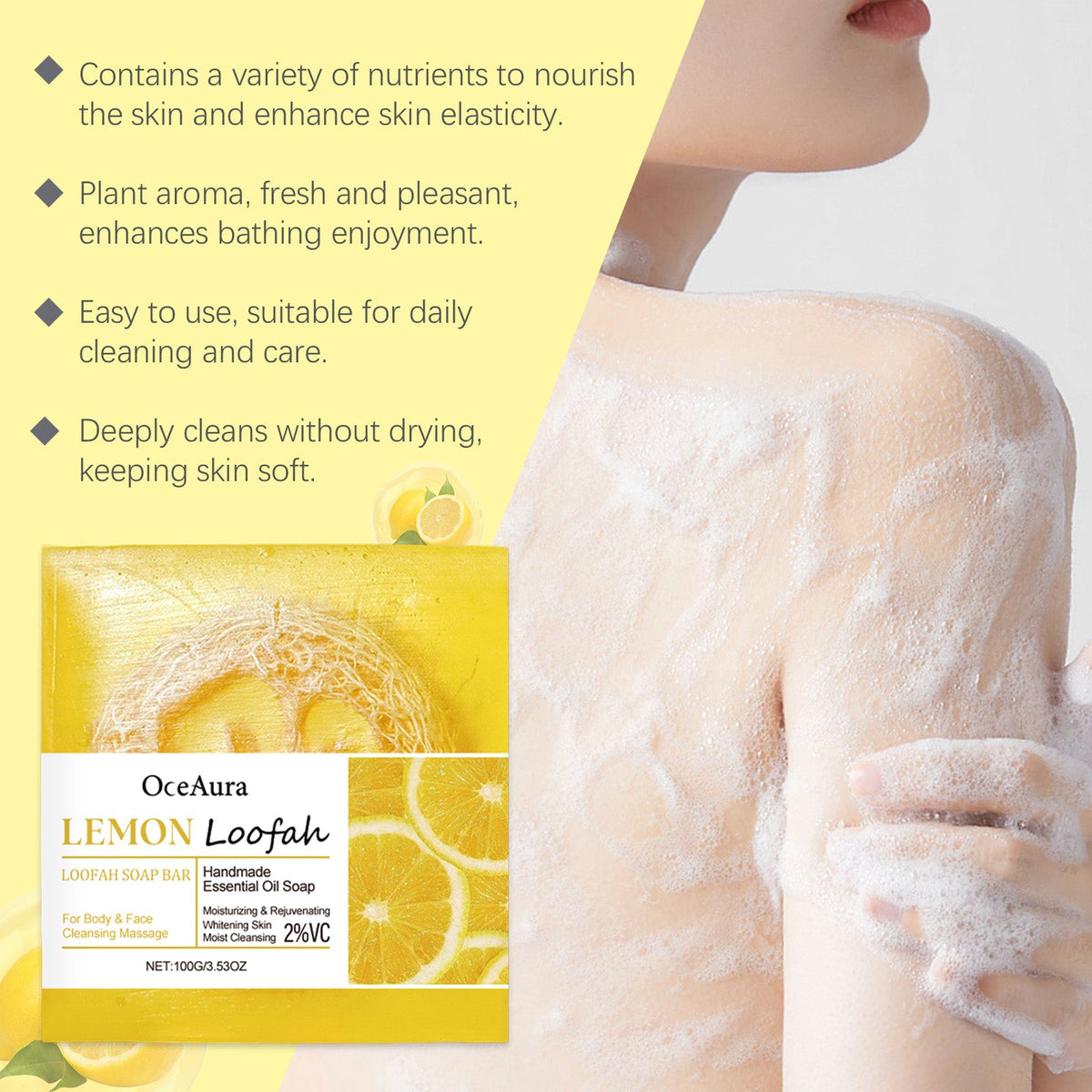 Lemon Luffa Soap Bar for Oily Skin Control & Glow