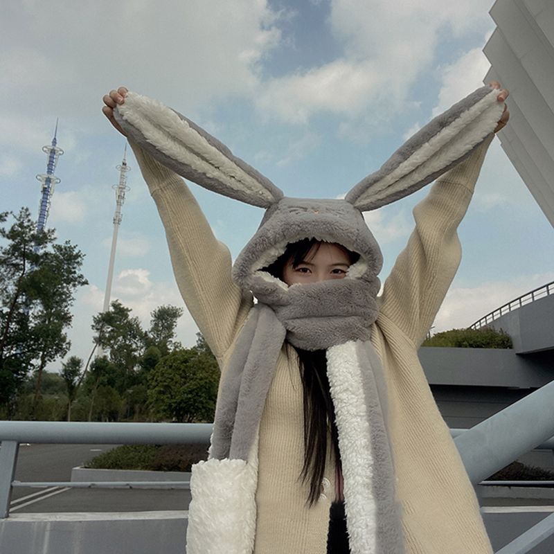 Bunny Ear Hooded Scarf Set — Cute 3‑in‑1 Winter Accessory