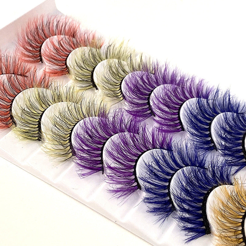Colored False Eyelashes, 10-Pair Fluffy 8D Volume