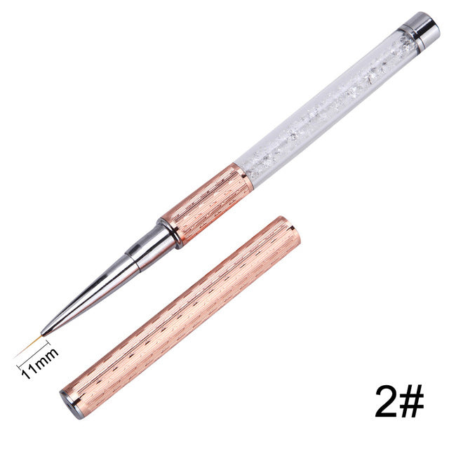 Nail Art Brushes Set — Crystal Rose Gold Precision Tools