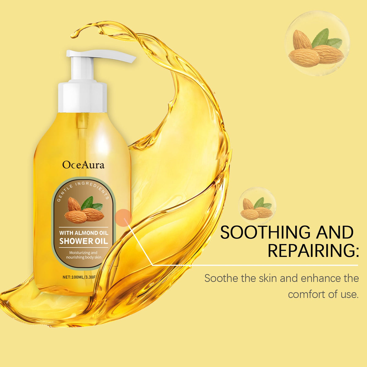 Almond Oil Bath Oil for Soft, Hydrated Skin Daily