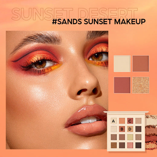 16-Color Sunset Eyeshadow Palette With Matte & Glitter