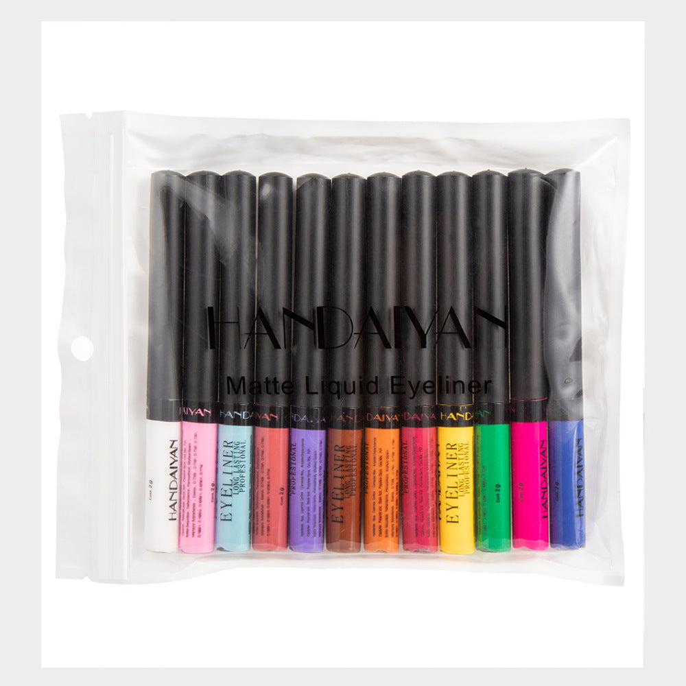 12-Color Matte Liquid Eyeliner Set for Vivid Looks