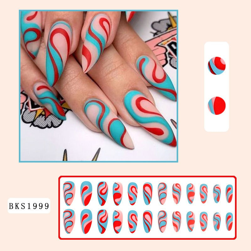 Almond Press-On Nails – Hand-Painted Salon Art in Seconds