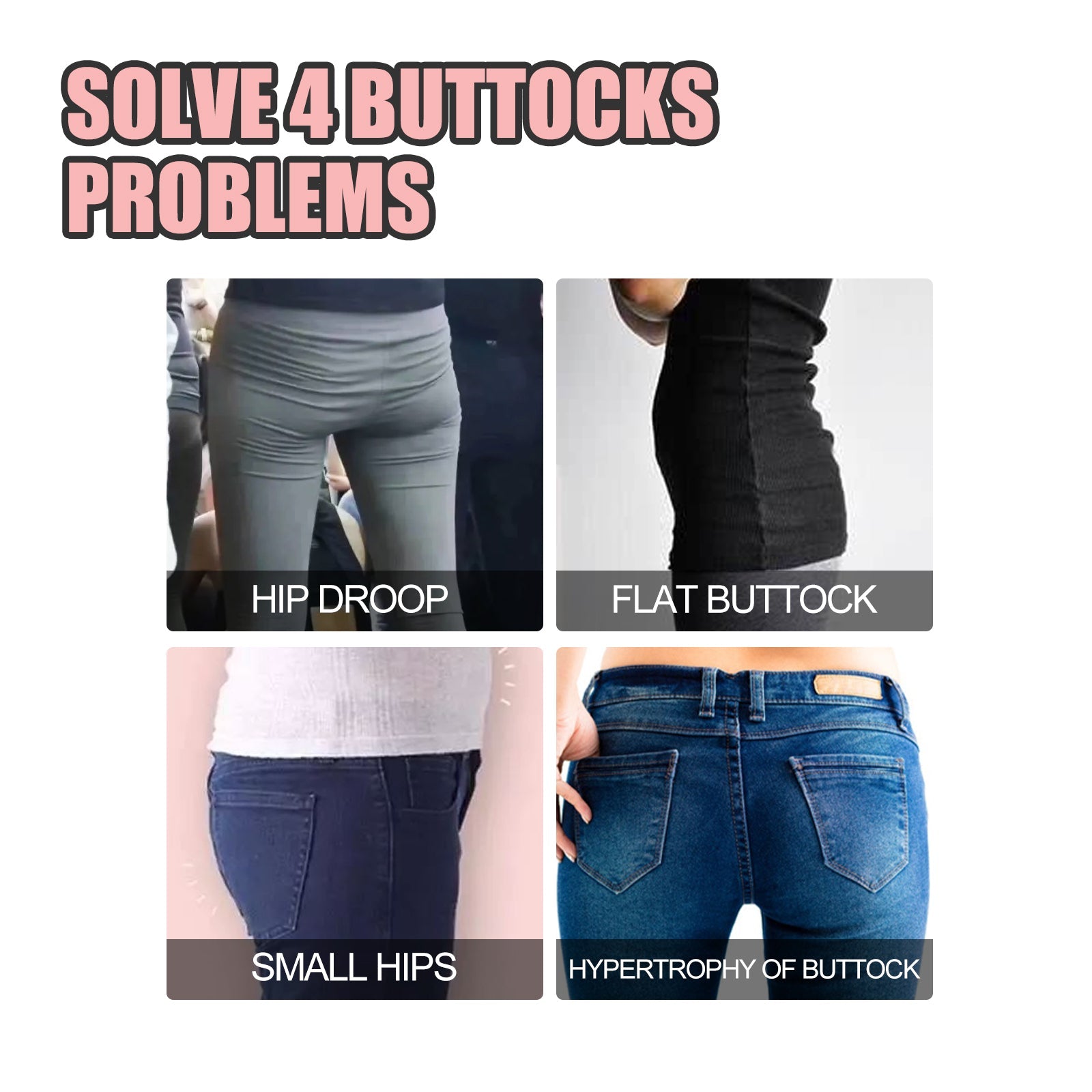 Front-facing package of BUTTIFTPRO Shaping Patch Set with soft mauve background, minimalist design, and curved leg icon