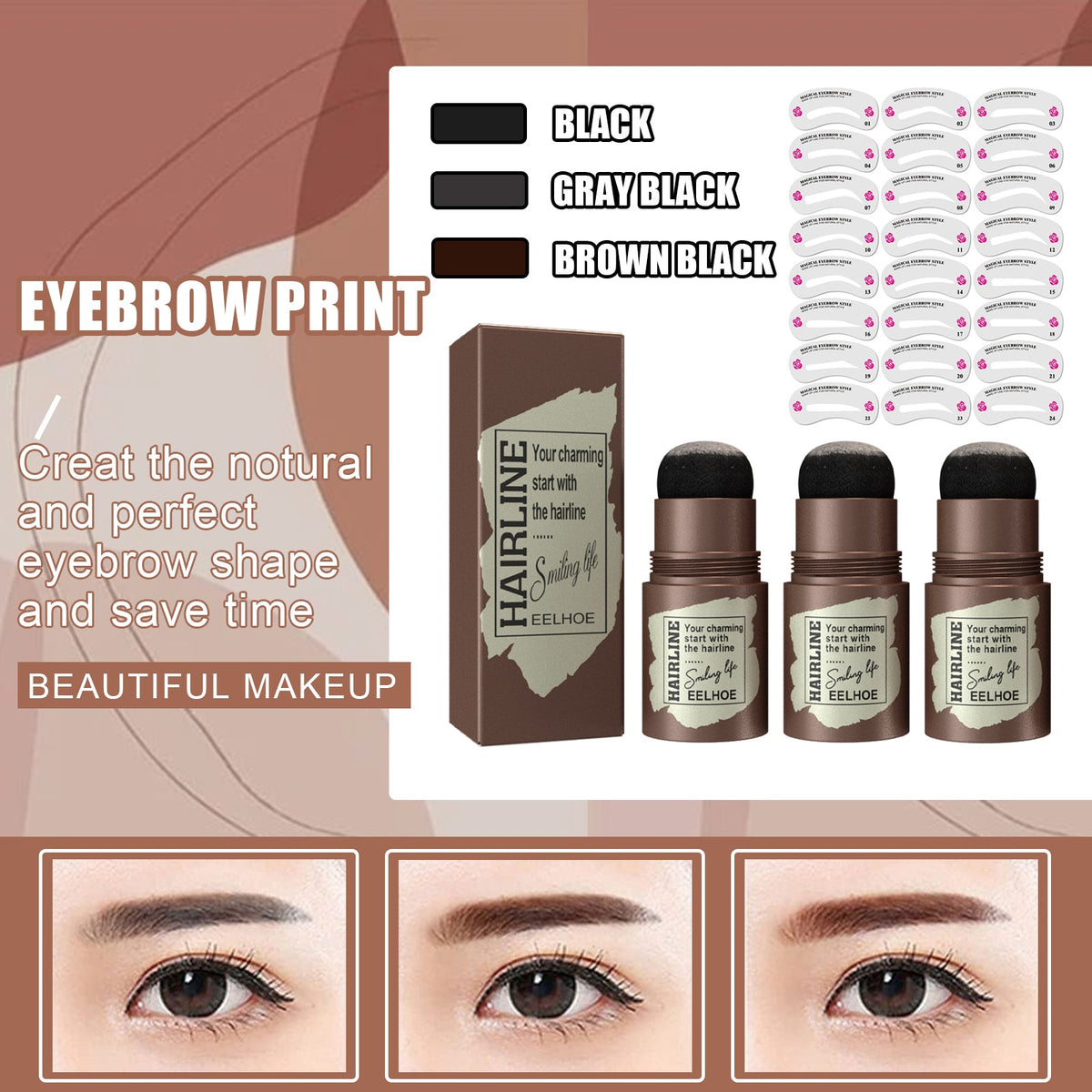 Eyebrow Stamp Kit for Fast, Natural, Symmetrical Brows