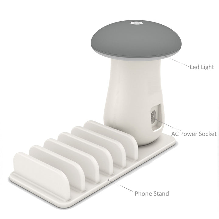 Mushroom Lamp Charging Station — Power 5 Devices, QC3.0