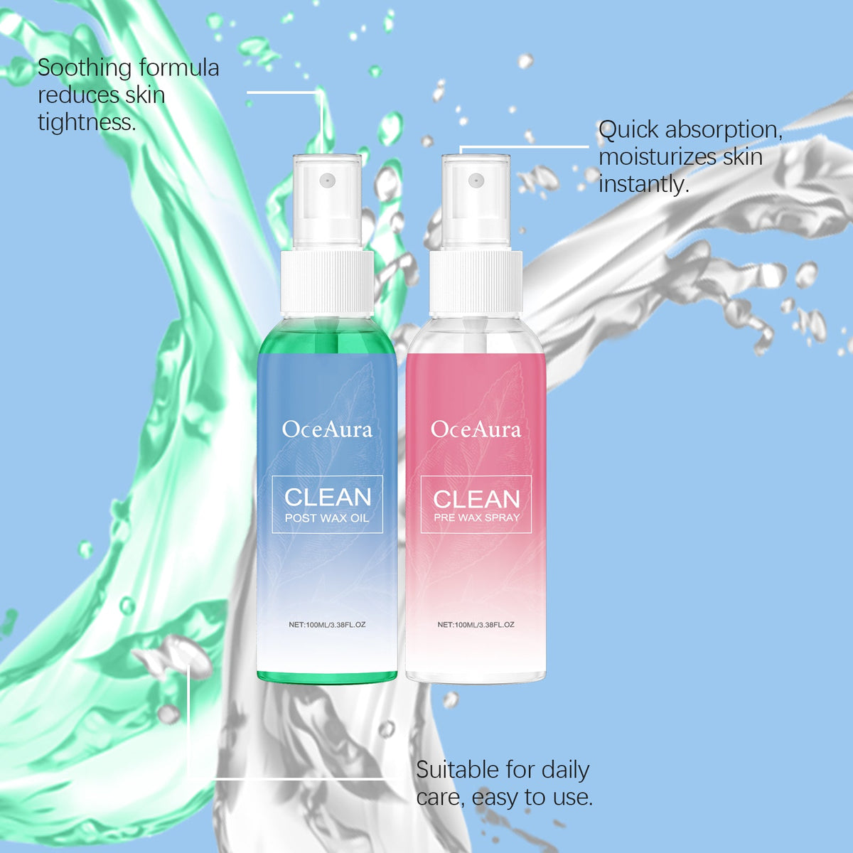 OceAura Pre & Post Wax Spray Duo for Calm Skin