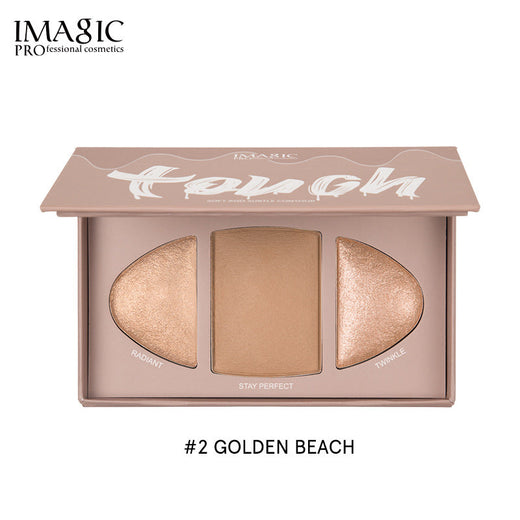 Three-Pan Face Highlighter Palette for Dimensional Glow