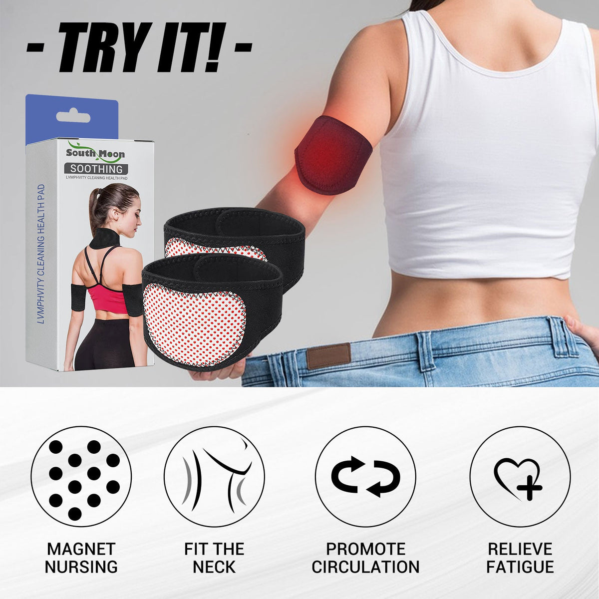 Toning Arm Bands With Magnetic Lymph Support Pads