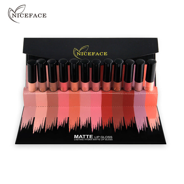 12-Color Matte Lip Gloss Gift Set for Lasting Color