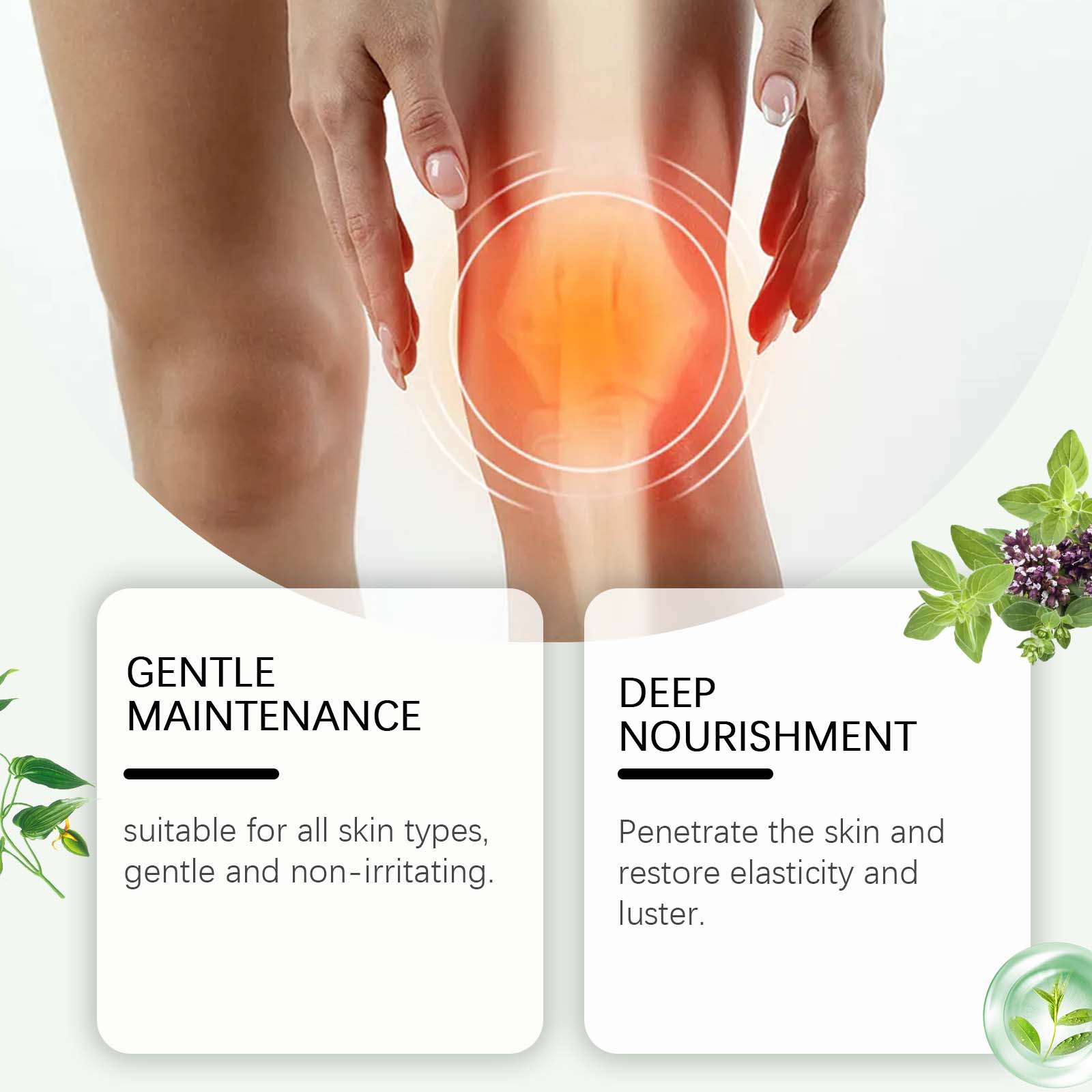Older woman applying herbal salve to her shoulder/arm area with visible redness, demonstrating gentle application and inclusive age demographic