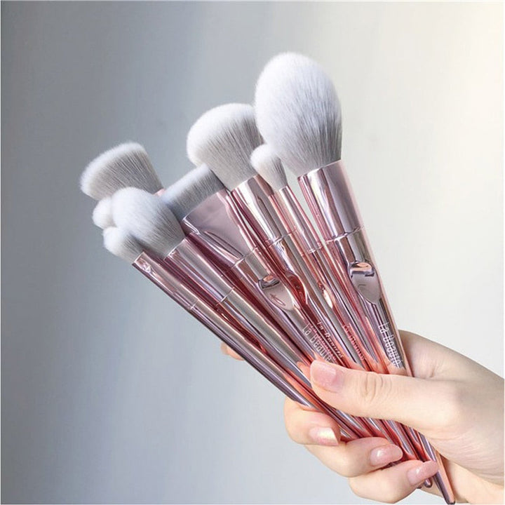 10-Piece Rose Gold Makeup Brush Set — Airbrushed Finish