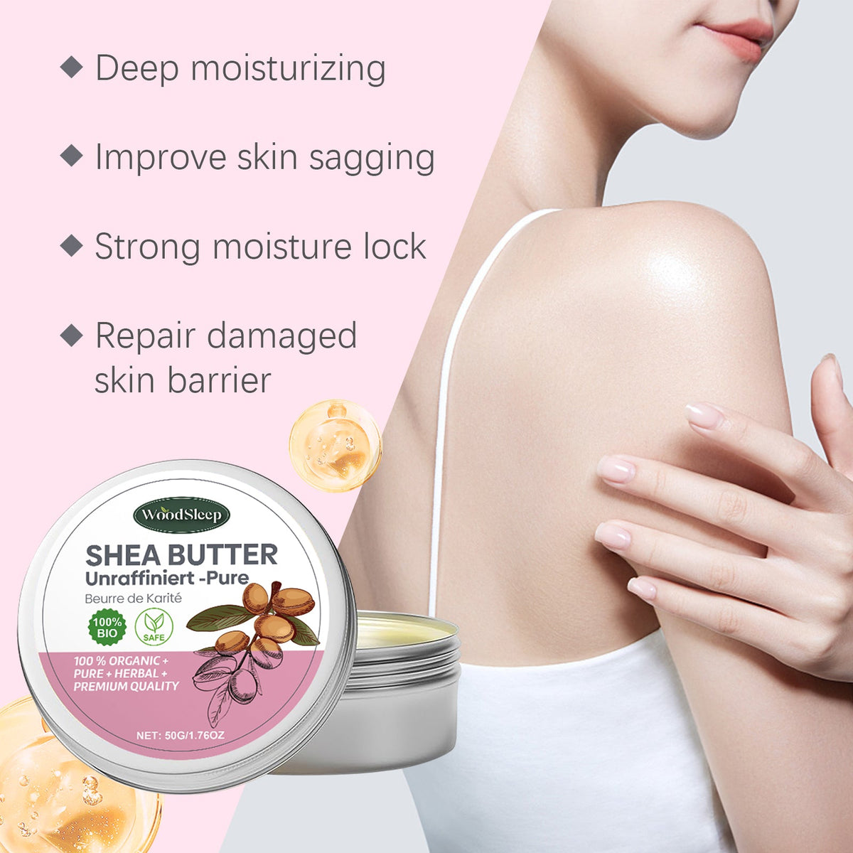 Shea Butter Cream for Dry Skin & Elasticity Repair