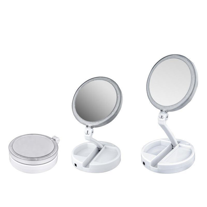 LED Vanity Mirror with Lights — Folds Flat for Travel