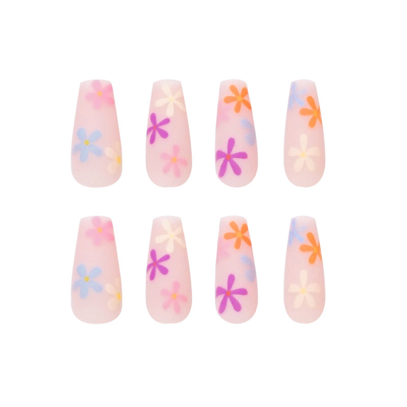 Rainbow Floral Press-On Nail Patches for Easy Manicures