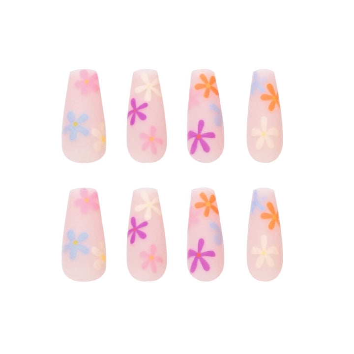 Rainbow Floral Press-On Nail Patches for Easy Manicures