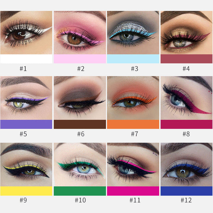 12-Color Matte Liquid Eyeliner Set for Bold Eye Looks
