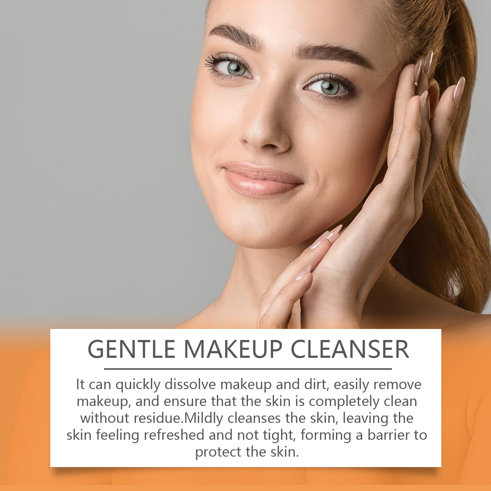 Woman with clean, glowing skin after using cleanser showing refreshed complexion