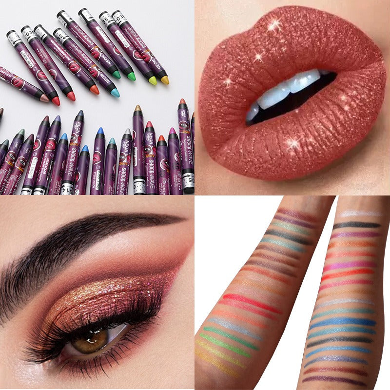 Eye and Lip Pencil Set: 36 Glitter Shades, 2-in-1