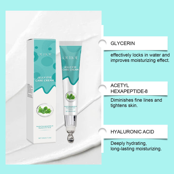 Eye Cream with Rolling Ball Massager — Peptide & Hyaluronic