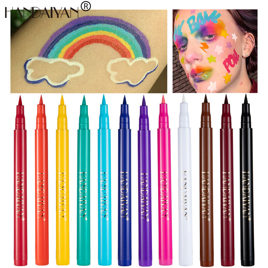 12-Color Waterproof Liquid Eyeliner Set for Bold Looks