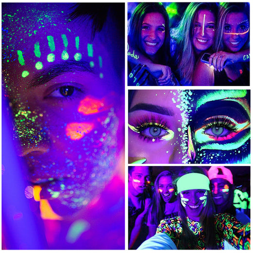12-Color Fluorescent Face Paint Set for Blacklight Glow