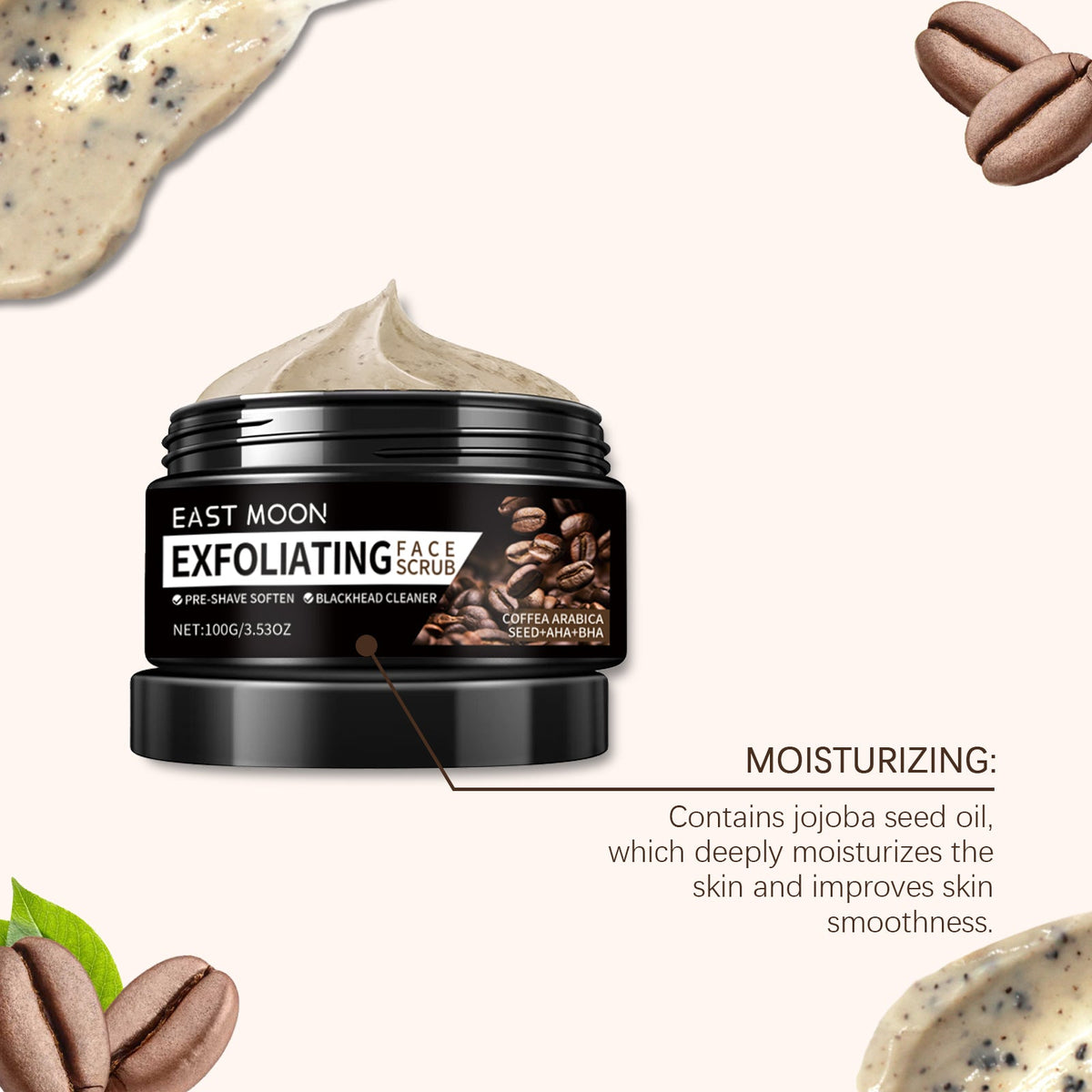 Coffee Facial Scrub for Men – Pre-Shave & Pore Cleanser