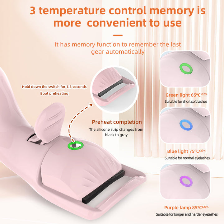Electric Eyelash Curler — 3‑Temp Rechargeable, Memory, Compact