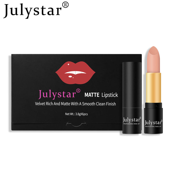 Matte Lipstick Set: Six Velvety Shades, Smooth Finish