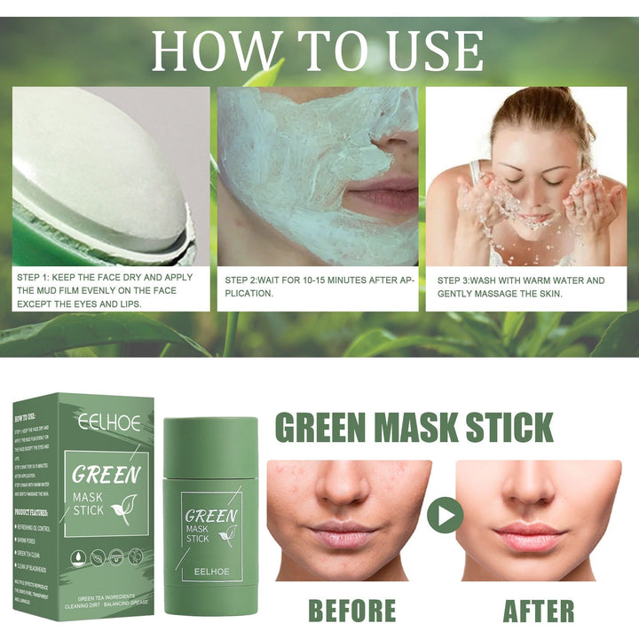 Green Tea Clay Mask Stick for Clean, Balanced Pores