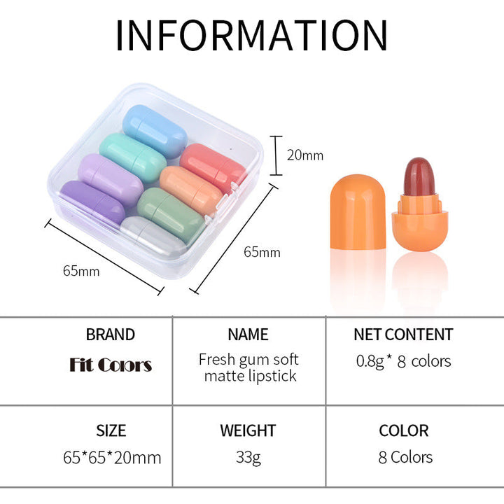 Mini Matte Lipstick Set: 8 Color Travel Collection