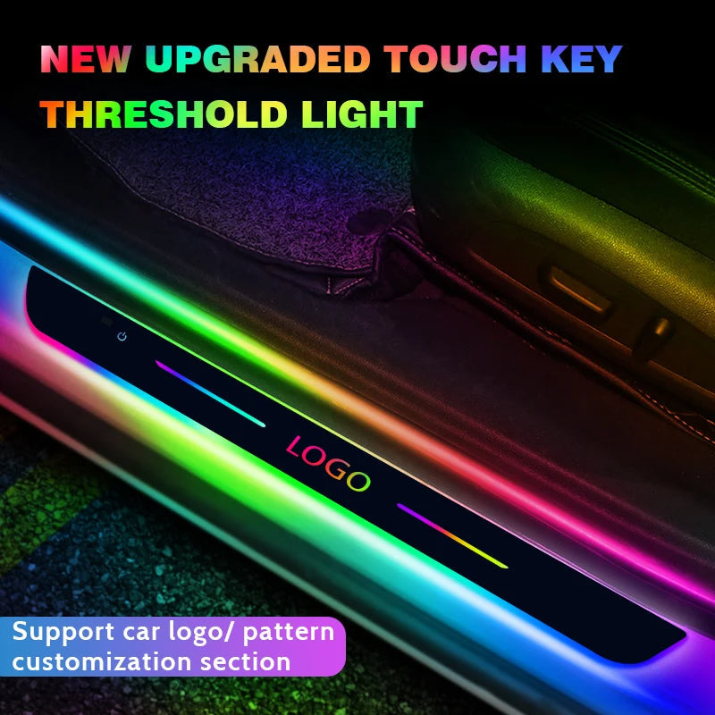 LED Door Sill Scuff Plates — Customizable RGB Neon Lighting