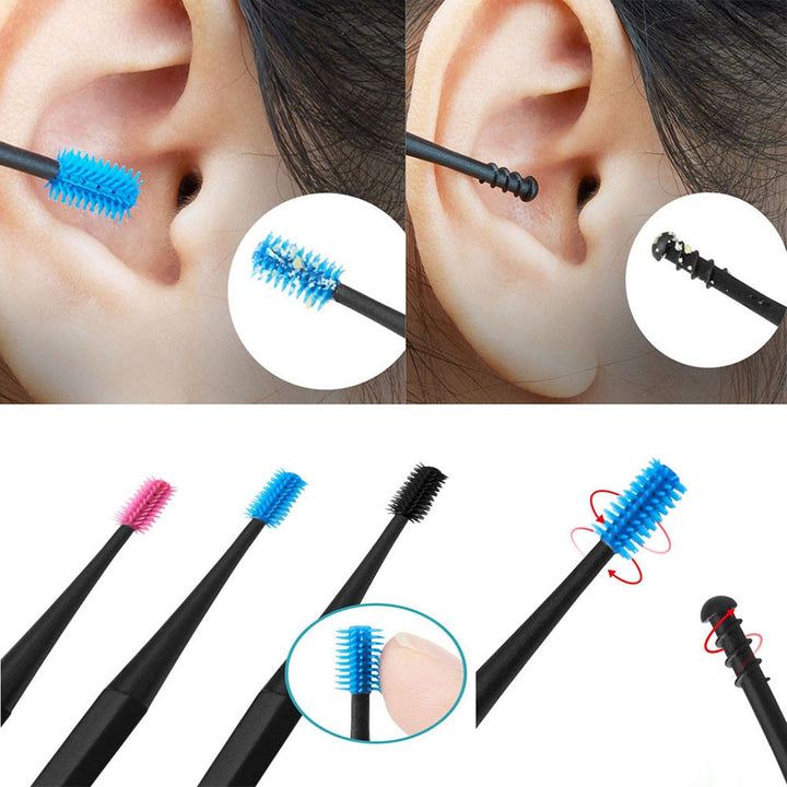 Silicone Ear Wax Remover Kit — Dual-Ended Spiral & Spoon