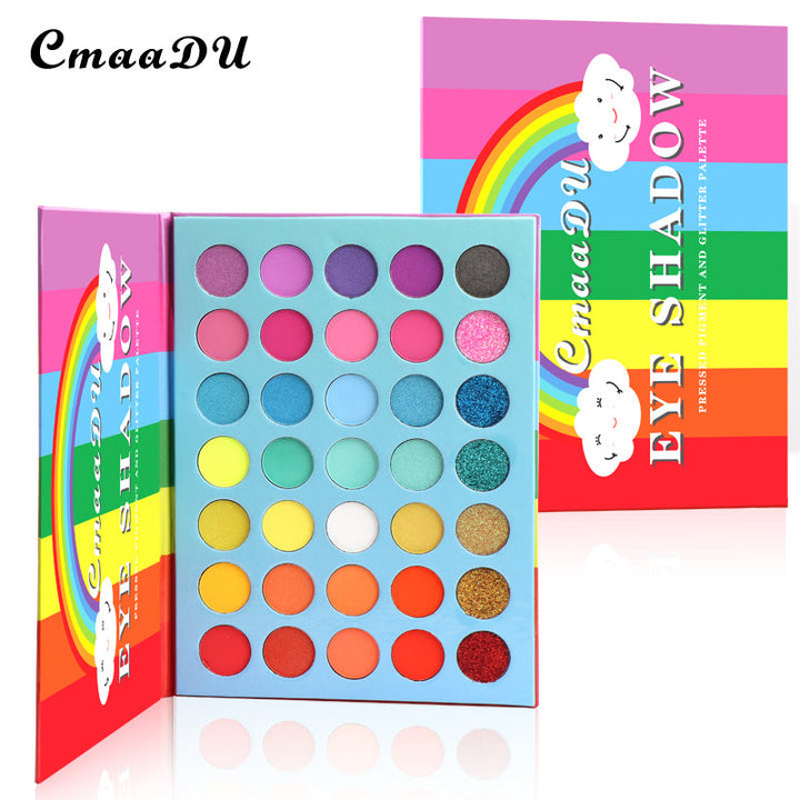 35-Color Rainbow Eyeshadow Palette With Matte Glitter