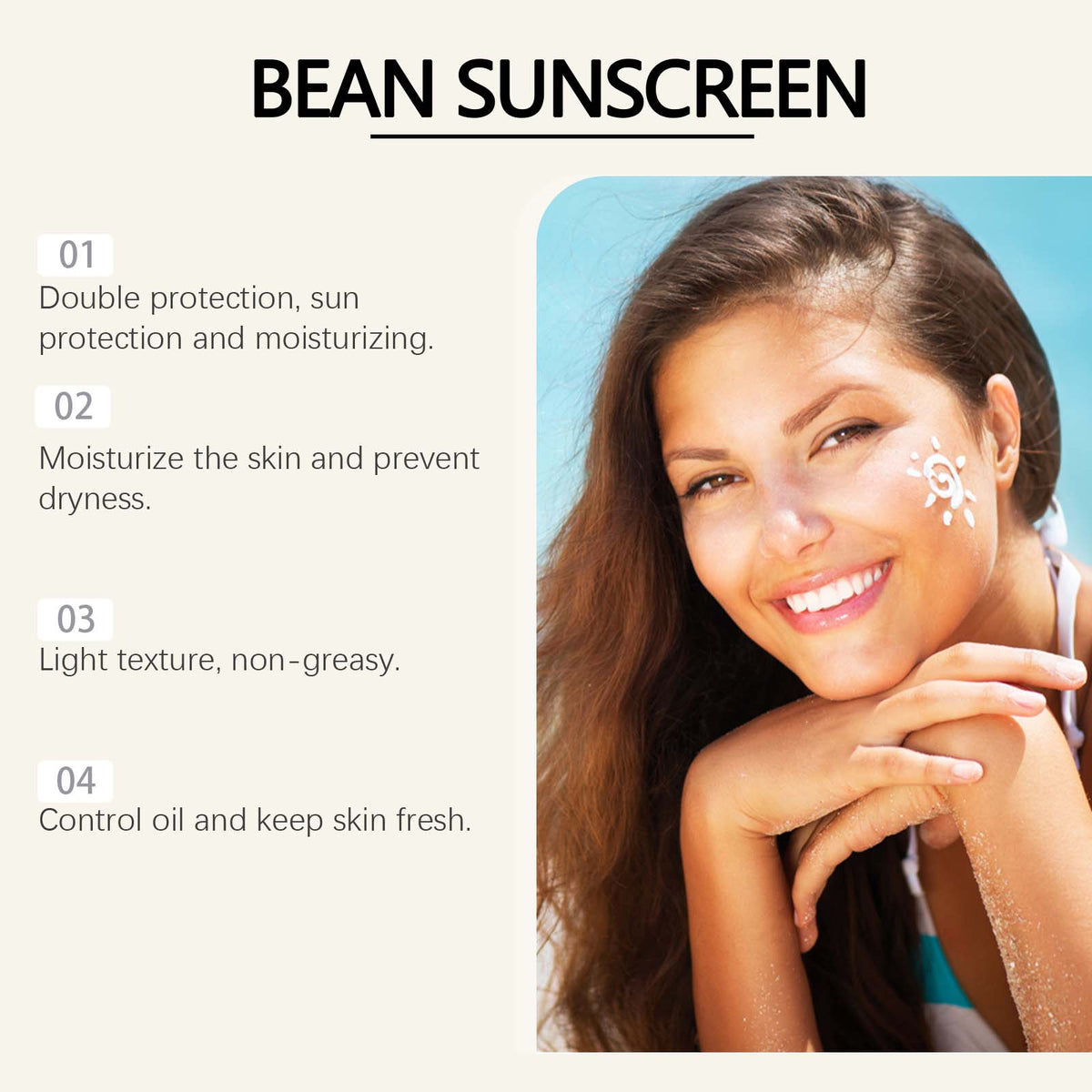 OUHOE SPF 50+ Sunscreen Cream, No White Cast Formula