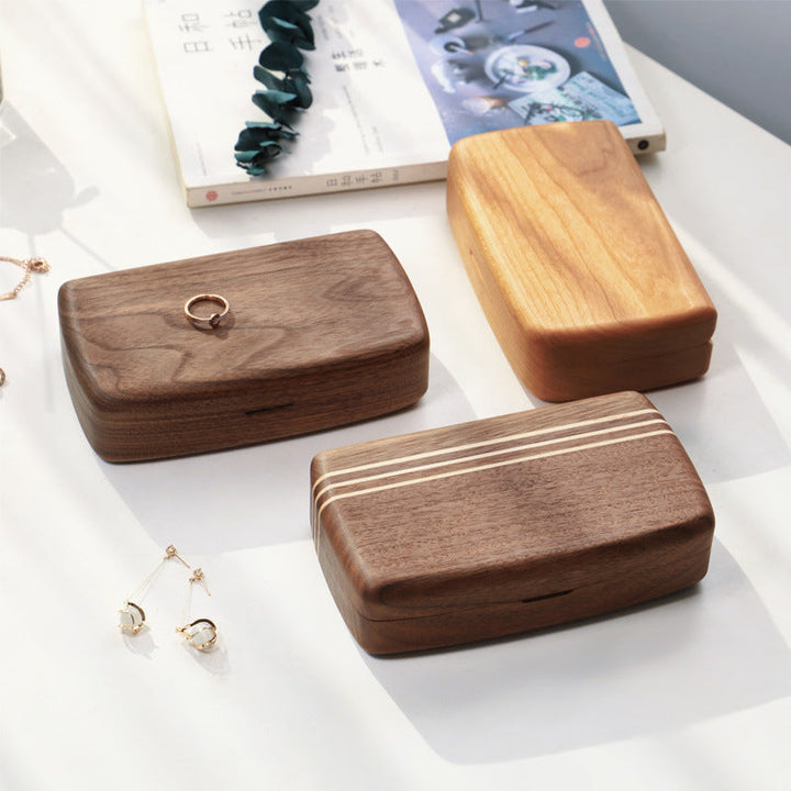 Walnut Wood Jewelry Box — Tangle‑Free Necklace & Ring Storage