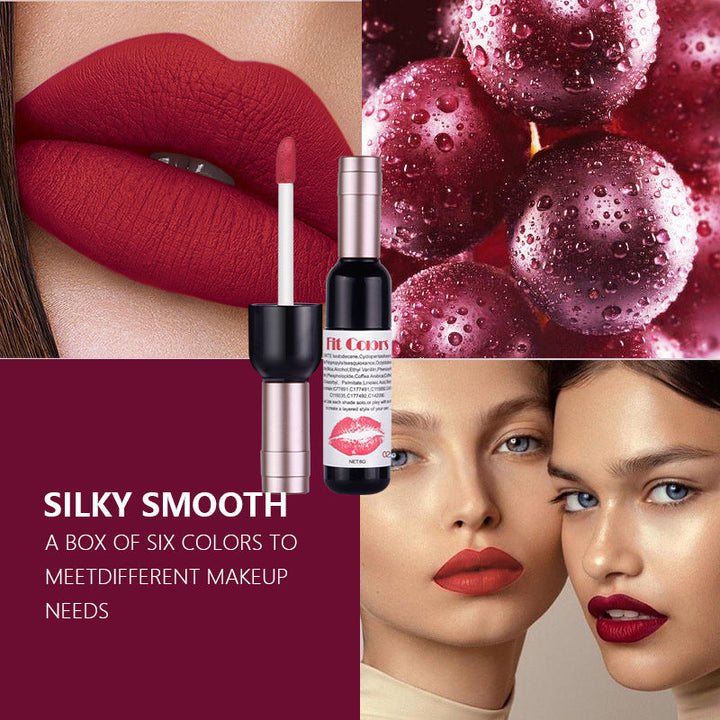 Matte Lipstick Set: Six Velvet Red, Wine & Berry Shades