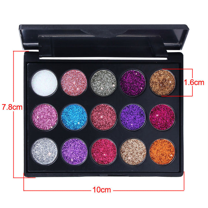 15-Color Glitter Eyeshadow Palette for Bold Eye Looks